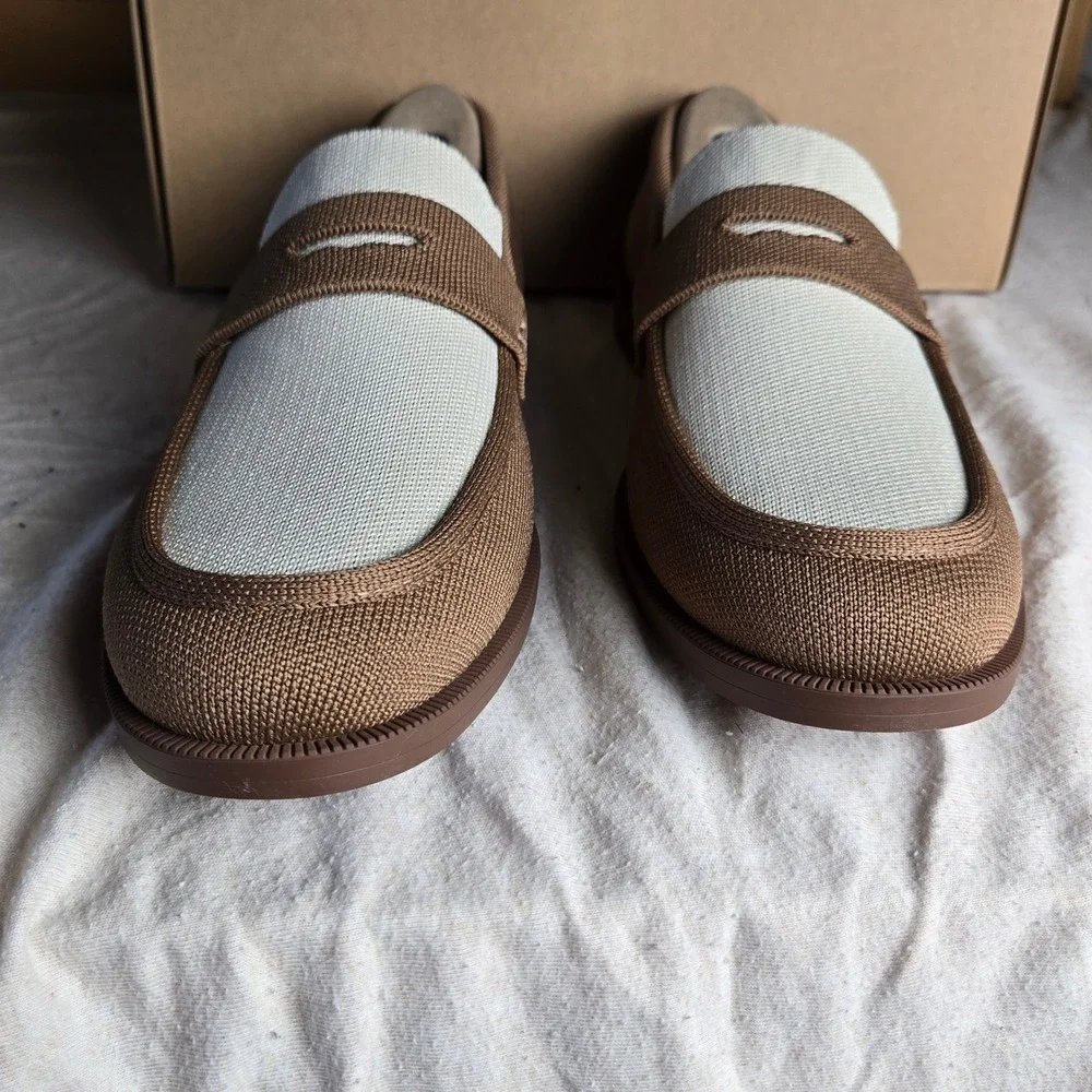 Rothy's The Penny Loafer Mens 11.5 Cortado Brown Cream New In Box 359-002